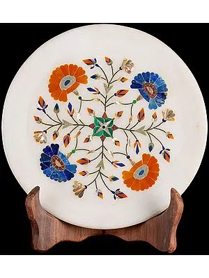 Tajmahal Plate from Agra (Inlaid with Gemstones)