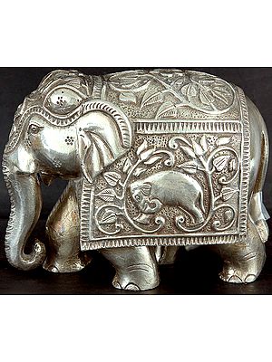 Wood Elephant covered in Metal