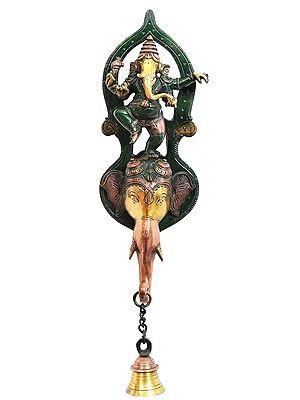 14" Dancing Ganesha Wall Hanging Bell in Brass | Handmade | Made in India