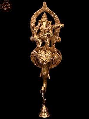 14" Dancing Ganesha Wall Hanging Bell In Brass | Handmade | Made In India