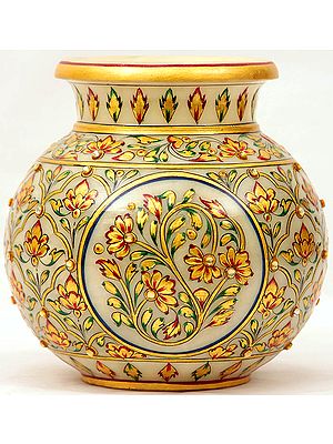 Marble Pot Decorated with Floral Motif