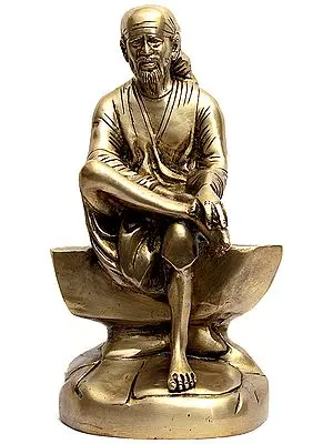 9" Shirdi Sai Baba Brass Sculpture | Handmade Brass Figurine | Made in India