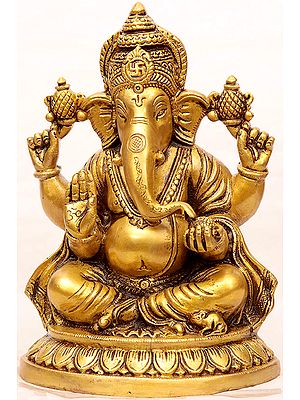 Lord Ganesha Seated in Traditional Indian Style