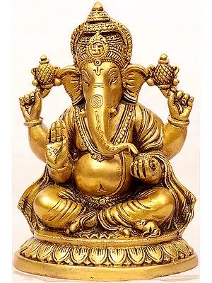 Lord Ganesha Seated in Traditional Indian Style