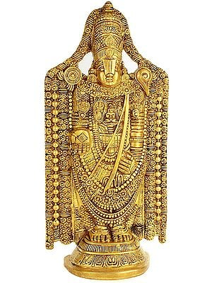 14" Lord Tirupati Venkateshvara Balaji (Flat Sculpture) in Brass | Handmade | Made In India
