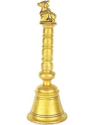 9" Handheld Nandi Bell in Brass | Handmade | Made in India
