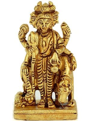 3" Lord Dattatreya Small Sculpture in Brass | Handmade | Made in India