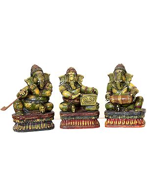 Set of Three Musical Ganesha