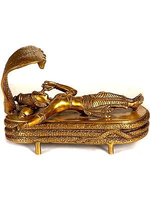 10" Sheshshayi Narayana Vishnu in Brass | Handmade | Made In India
