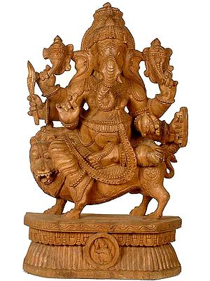 Six-Armed Heramba Ganesha Seated on Lion