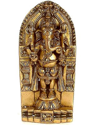 Standing Shri Ganesha with Carved Stele