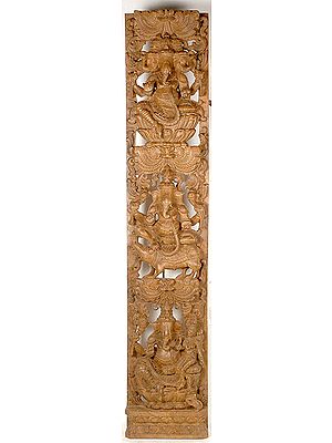 Auspicious Ganesha-Patta with Three Ganesha Forms