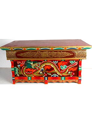 Tibetan Altar Desk with Auspicious Symbols