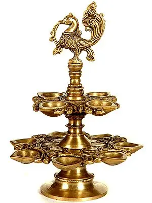 Two Layer Peacock Lamp