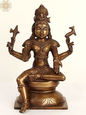 11" Pashupatinath Seated on Pedestal | Brass Statue