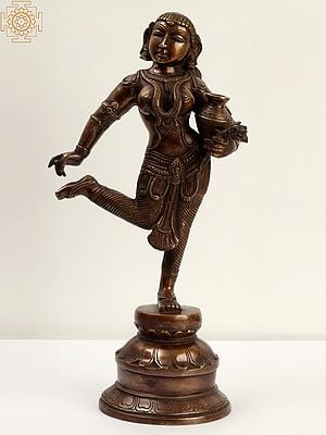 16" Brass Pot Lady Taking Out Thorn From Her Foot