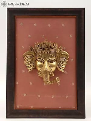 13" Lord Ganesha Brass Statue with Frame
