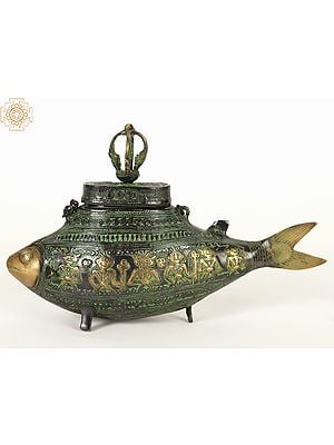 8" Fish Shape Decorative Box/Container in Brass