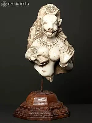 25" Vintage Matrika Varahi Statue on Wooden Stand | Modern Art Sculpture