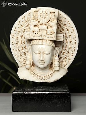 15" Siddhartha In Halo on Wooden Stand | Modern Art Sculpture