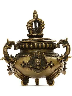 Mahakala Incense Burner with Dragon Handles