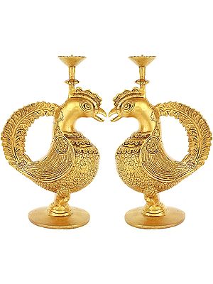 Pair of Peacock Candle Stands