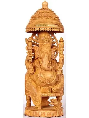Enthroned Ganesha with Parasol