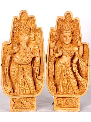 Goddess Lakshmi and Ganesha In Folding Hands