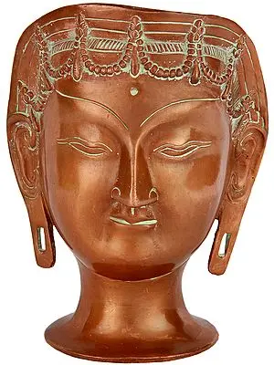 6" Goddess Tara Head (Tibetan Buddhist Deity) In Brass | Handmade | Made In India