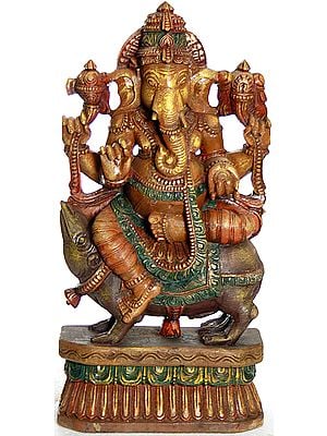 Lord Ganesha Seated on His Mount Rat