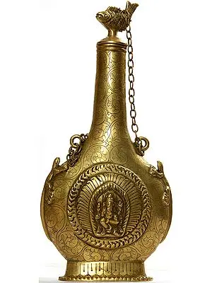 Ritual Ganesha Bottle with Peacock, Fish and Lizard
