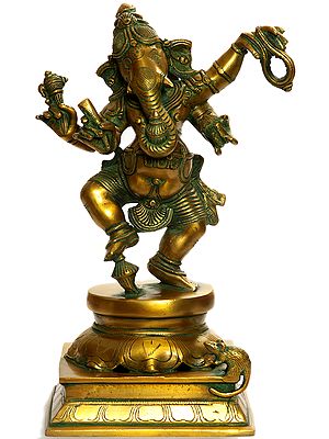 12" Dancing Ganesha In Brass | Handmade | Made In India