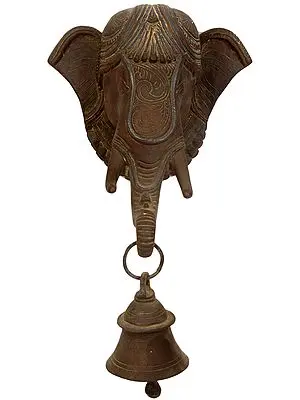 Lord Ganesha Wall Hanging Mask with Bell