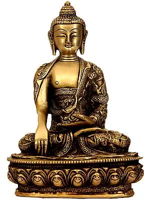 Buddha Seated in Earth Witness Gesture (Robes Decorated with Auspicious Symbols)