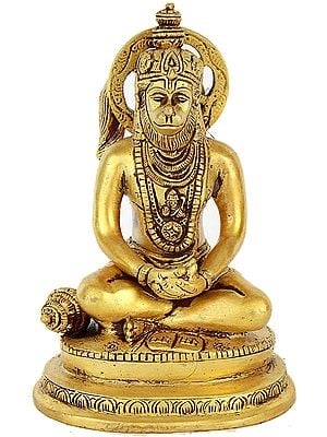 6" Lord Hanuman in Meditation In Brass | Handmade | Made In India