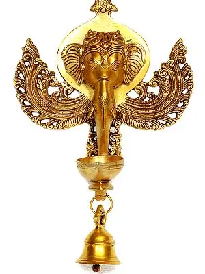 Lord Ganesha Wall Hanging Lamp with Bell