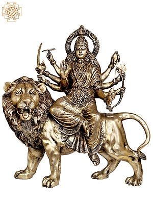 27" Large Size Mother Goddess Durga In Brass | Handmade | Made In India