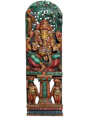Lord Ganesha with Two Shiva Ganas