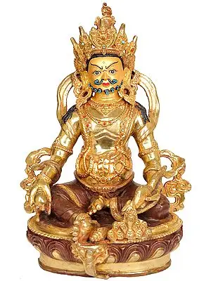 Tibetan Buddhist Kubera - God of Money with Mongoose Spitting Jewels