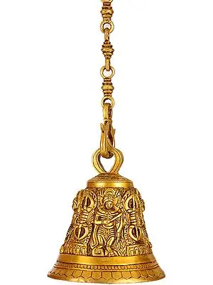 Buddhist Bell with Guardian Figures and Vajra