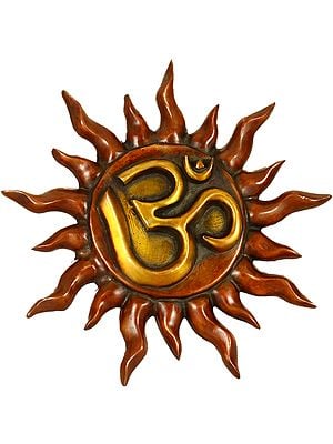 12" Om (AUM) Surya Wall Hanging Plate In Brass | Handmade | Made In India