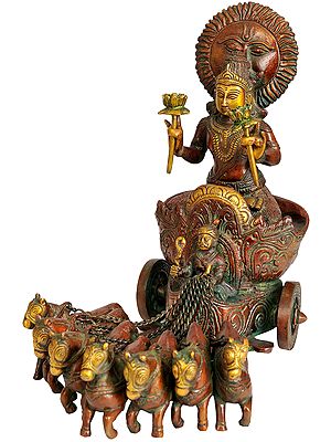 11" Brass Sun God Lord Surya Statue Handmade | Made In India