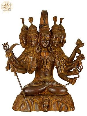 16" Sadashiva (Five-Headed Shiva) In Brass | Handmade | Made In India