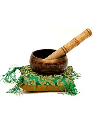 Om Mani Padme Hum Singing Bowl with Cushion