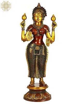 39" Large Size Goddess Lakshmi In Brass | Handmade | Made In India