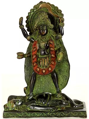 11" Mother Goddess Kali Brass Figurine | Indian Handcrafted Idol
