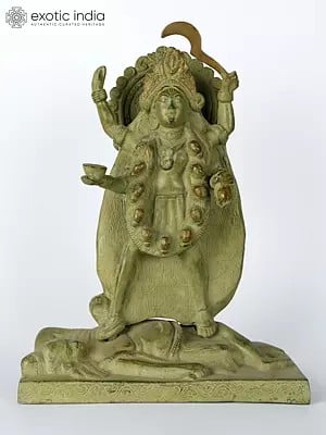 11" Mother Goddess Kali Brass Figurine | Indian Handcrafted Idol
