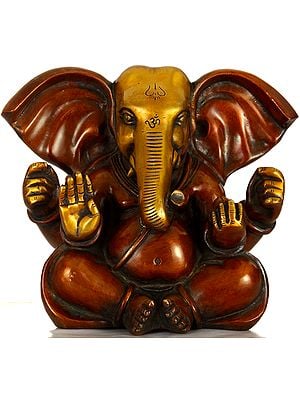 9" Baby Ganesha with Large Ears In Brass | Handmade | Made In India