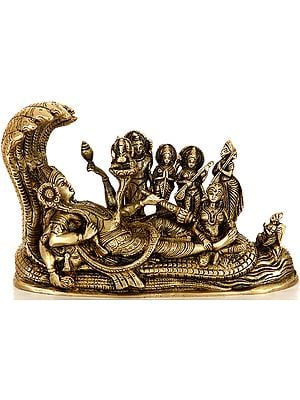 8" Brass Shesh Shayi Vishnu Idol | Handmade | Made in India