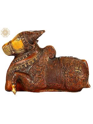 10" Nandi - Vehicle of Lord Shiva In Brass | Handmade | Made In India